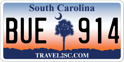 SC license plate BUE914