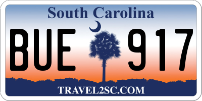 SC license plate BUE917