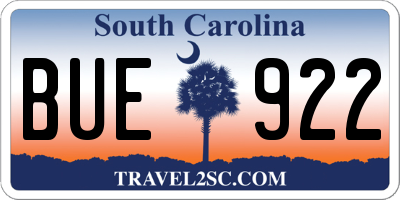 SC license plate BUE922