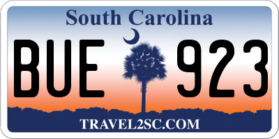 SC license plate BUE923