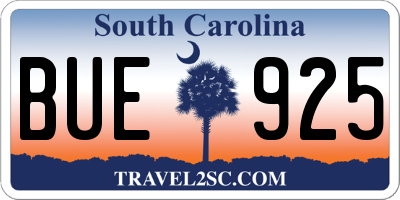SC license plate BUE925