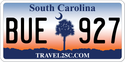SC license plate BUE927