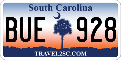 SC license plate BUE928