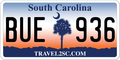 SC license plate BUE936