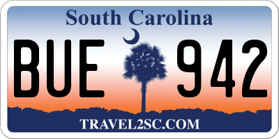 SC license plate BUE942