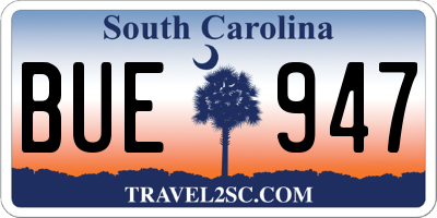 SC license plate BUE947