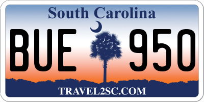 SC license plate BUE950