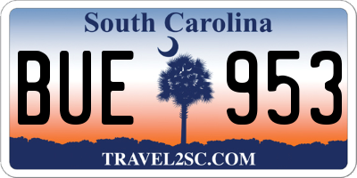 SC license plate BUE953