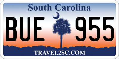 SC license plate BUE955