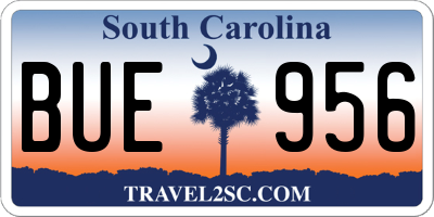 SC license plate BUE956