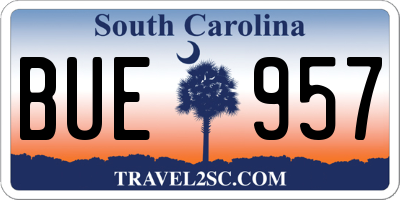 SC license plate BUE957