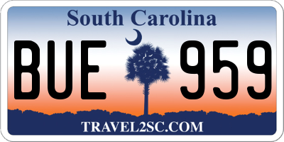 SC license plate BUE959