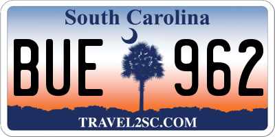 SC license plate BUE962