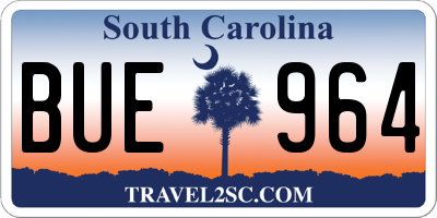 SC license plate BUE964