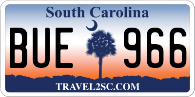 SC license plate BUE966