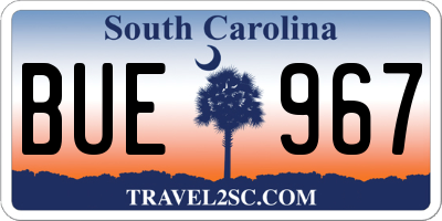 SC license plate BUE967