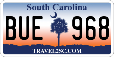 SC license plate BUE968