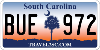 SC license plate BUE972
