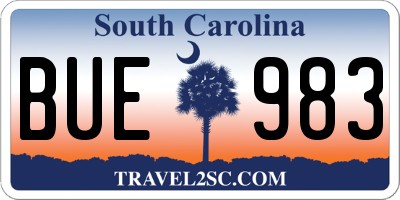 SC license plate BUE983