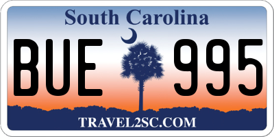 SC license plate BUE995