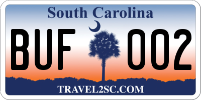 SC license plate BUF002