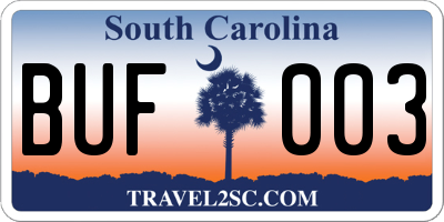 SC license plate BUF003