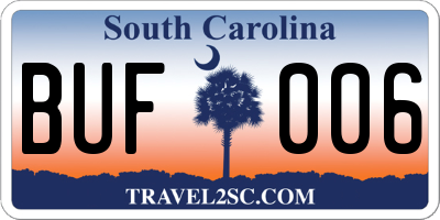 SC license plate BUF006