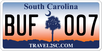 SC license plate BUF007