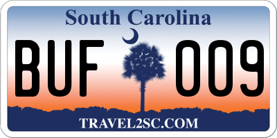 SC license plate BUF009