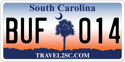 SC license plate BUF014