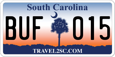 SC license plate BUF015