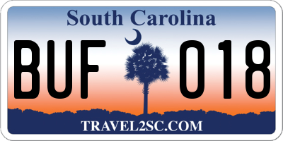 SC license plate BUF018