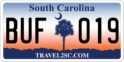 SC license plate BUF019