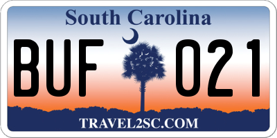 SC license plate BUF021