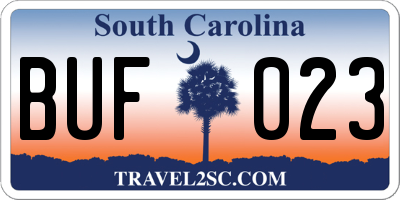 SC license plate BUF023