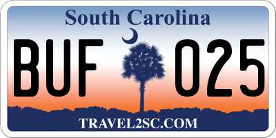 SC license plate BUF025
