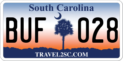 SC license plate BUF028