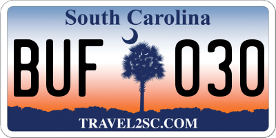 SC license plate BUF030