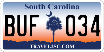 SC license plate BUF034