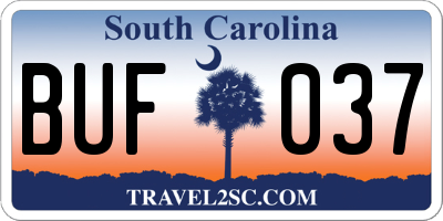 SC license plate BUF037