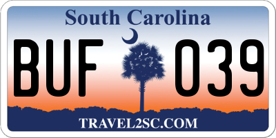 SC license plate BUF039