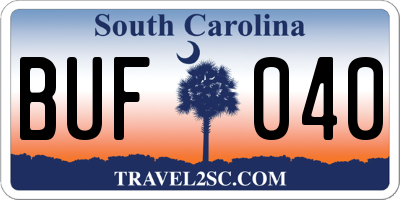 SC license plate BUF040
