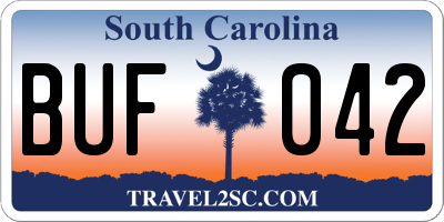 SC license plate BUF042