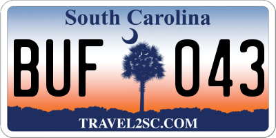 SC license plate BUF043