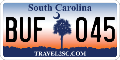 SC license plate BUF045