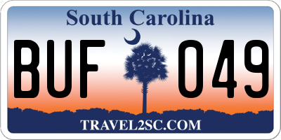 SC license plate BUF049