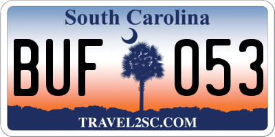 SC license plate BUF053