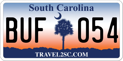 SC license plate BUF054
