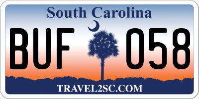 SC license plate BUF058