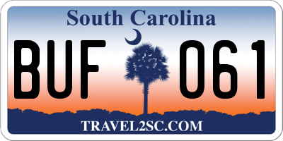 SC license plate BUF061